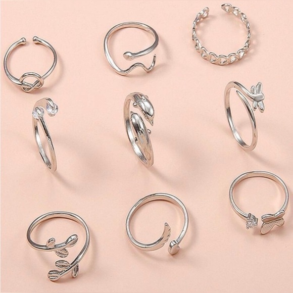 ✨New✨Silver Toe Rings 9 Piece Set ✨ - Picture 3 of 3